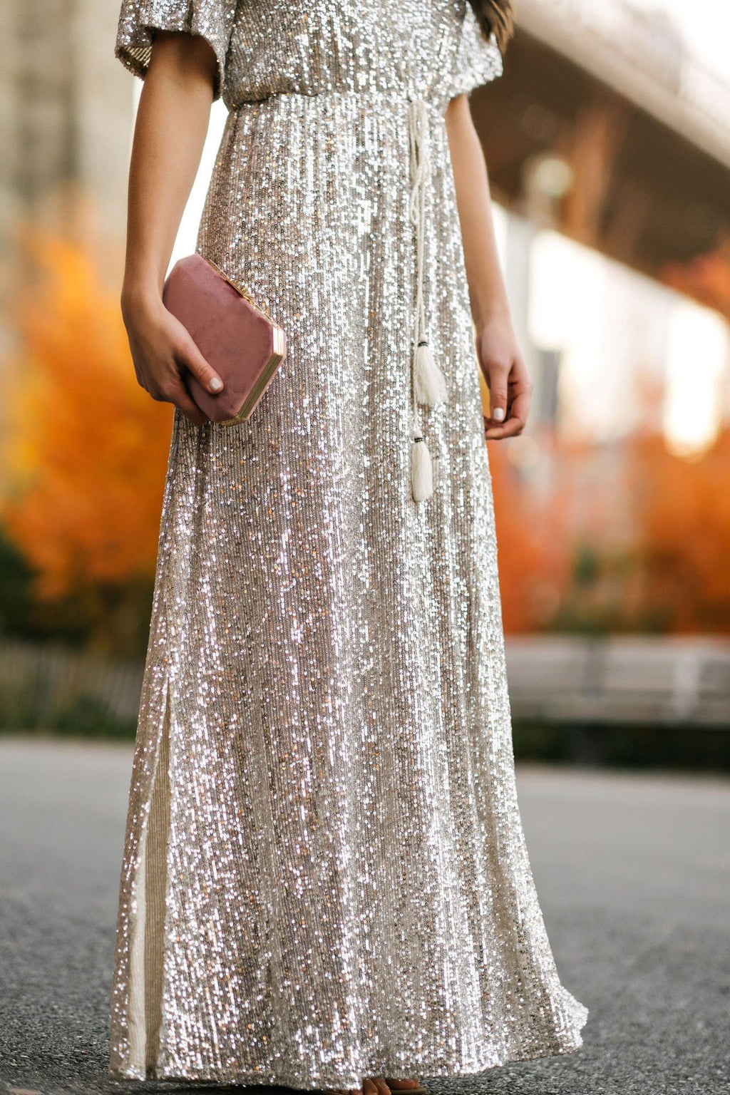 Silver Sequin Maxi Dress