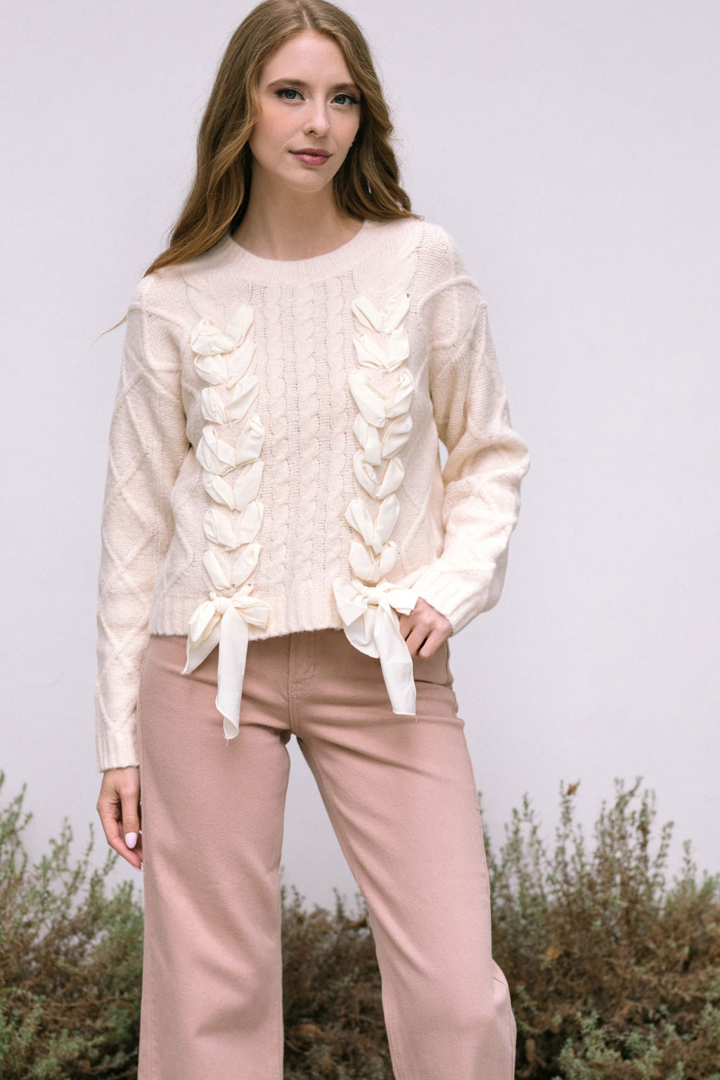 Cable Knit Bow Sweater