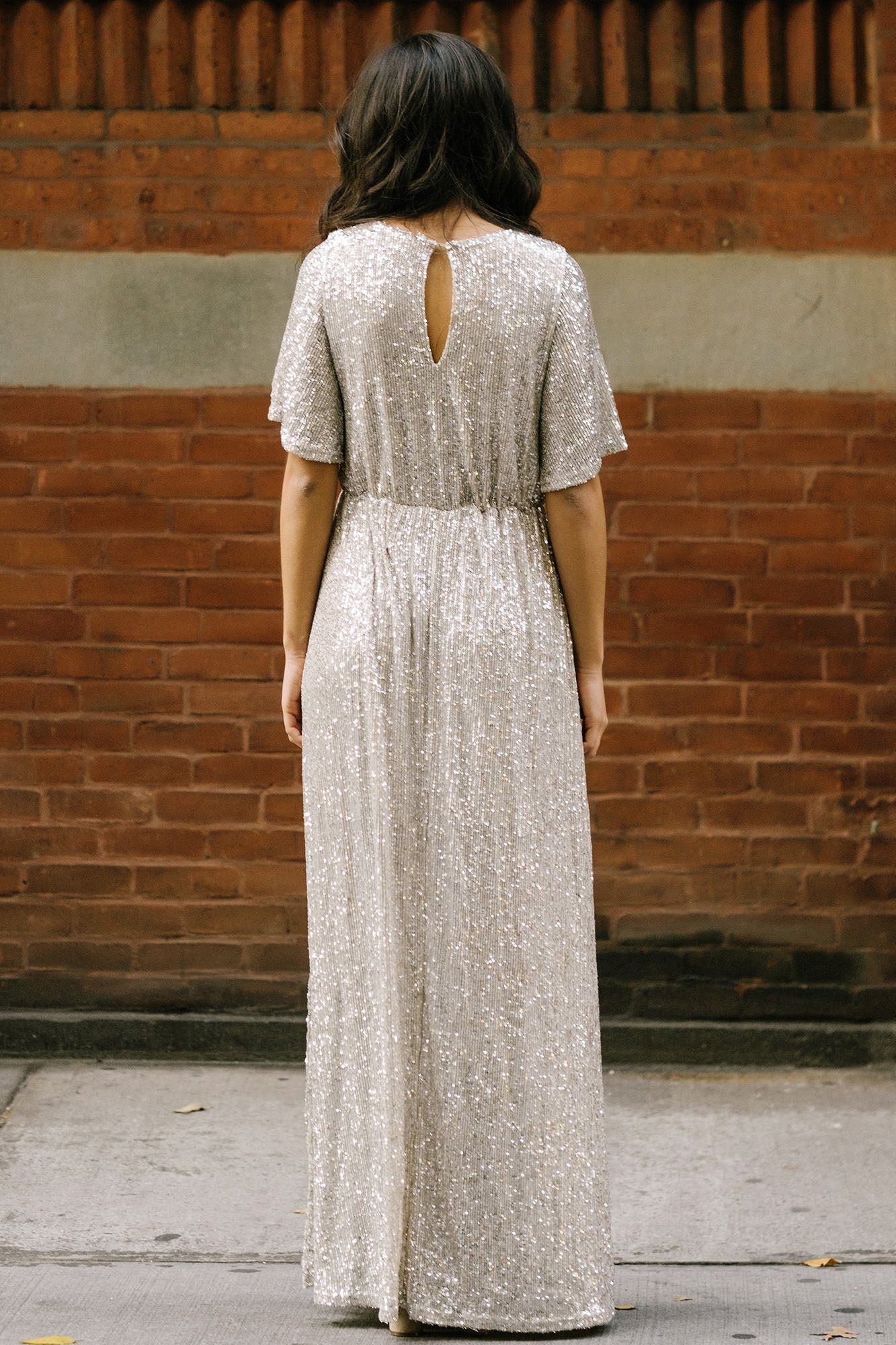 Silver Sequin Maxi Dress