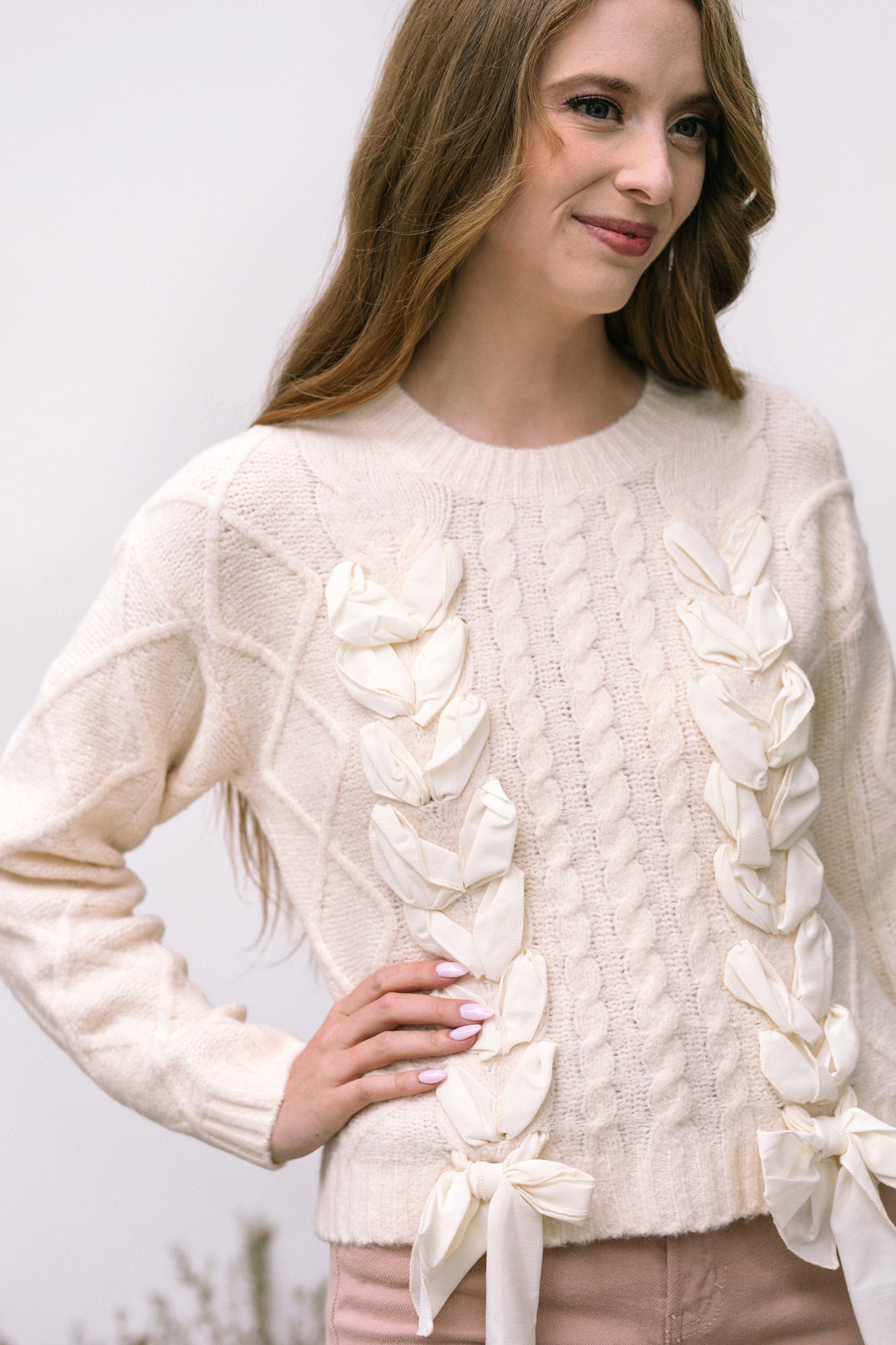 Cable Knit Bow Sweater