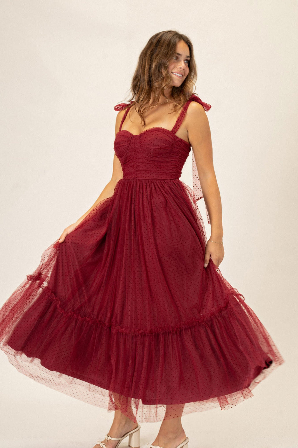 Dotted Tulle Maxi Dress