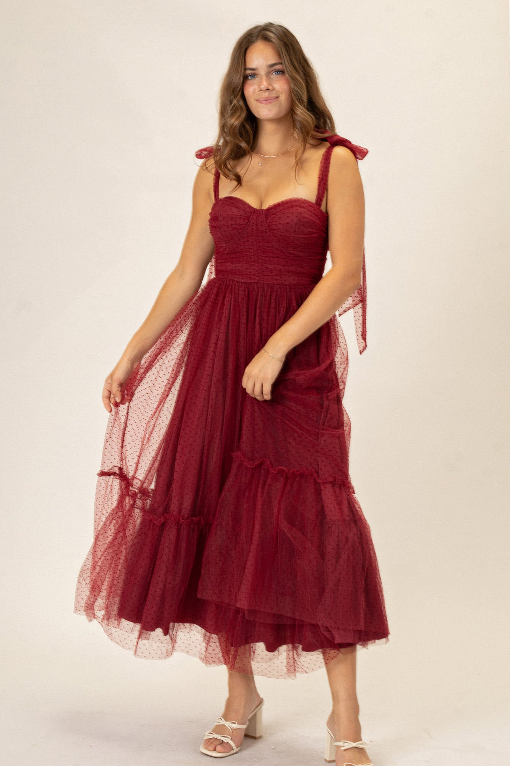 Dotted Tulle Maxi Dress