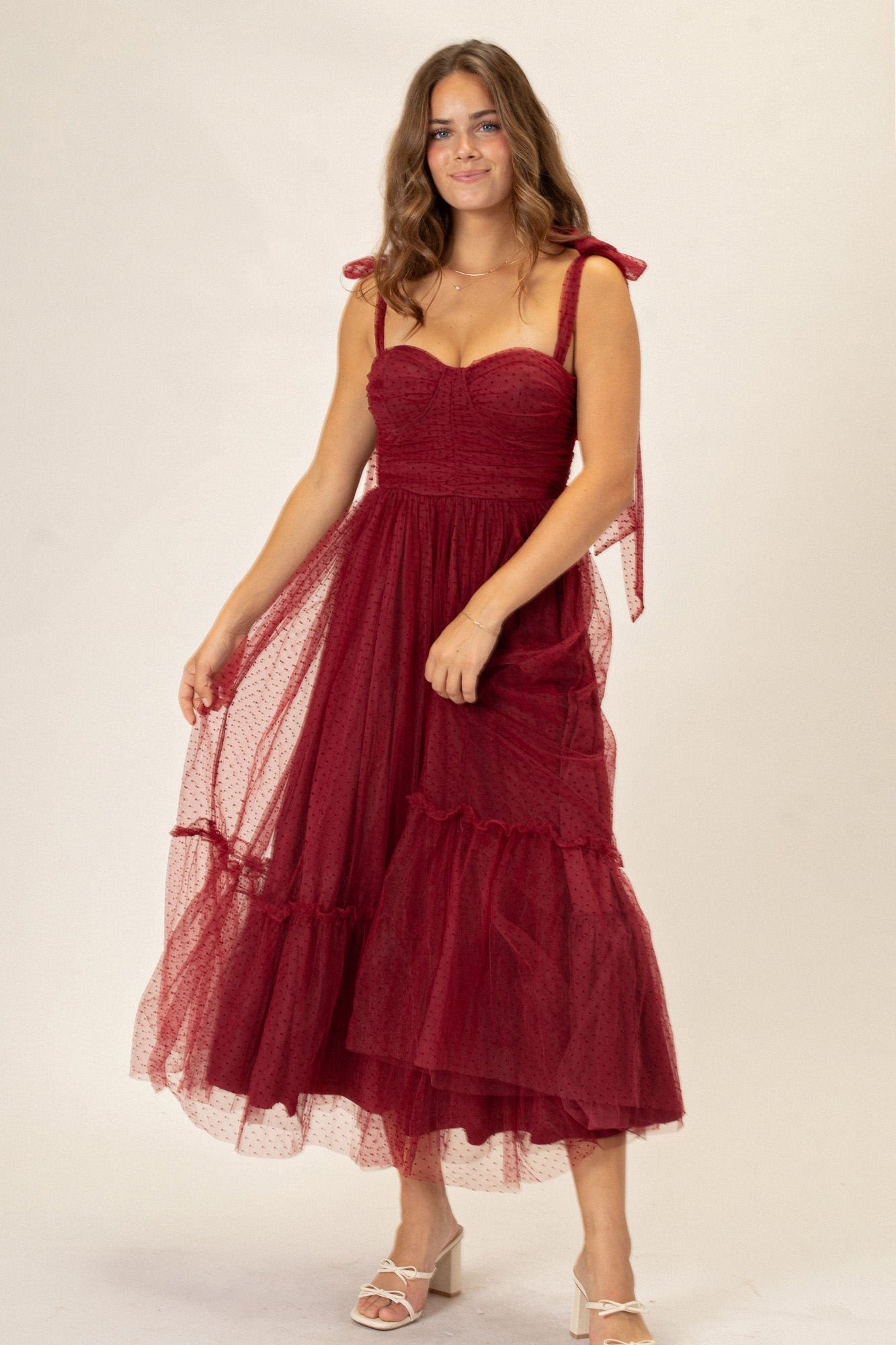 Dotted Tulle Maxi Dress